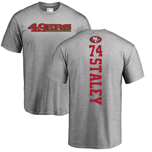 Men San Francisco 49ers Ash Joe Staley Backer #74 NFL T Shirt->nfl t-shirts->Sports Accessory